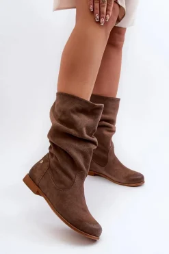 Damskie Zamszowe Kozaki Maciejka 05057-14 Brązowe