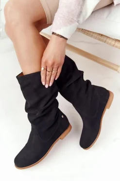 Damskie Zamszowe Kozaki Maciejka 05057-01 Czarne