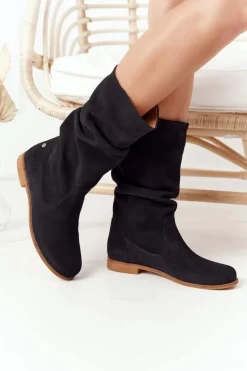 Damskie Zamszowe Kozaki Maciejka 05057-01 Czarne