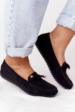 Damskie Zamszowe Mokasyny Czarne Marylin