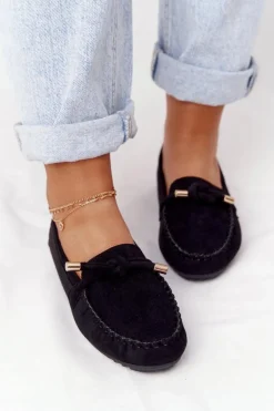 Damskie Zamszowe Mokasyny Czarne Marylin