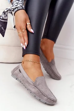 Damskie Zamszowe Mokasyny Szare San Marino