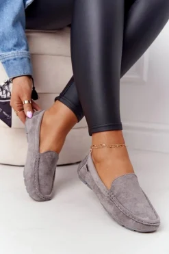 Damskie Zamszowe Mokasyny Szare San Marino