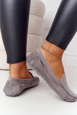Damskie Zamszowe Mokasyny Szare San Marino