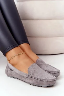 Damskie Zamszowe Mokasyny Szare San Marino