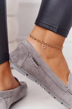 Damskie Zamszowe Mokasyny Szare San Marino