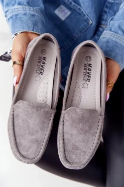 Damskie Zamszowe Mokasyny Szare San Marino