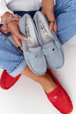 Damskie Zamszowe Mokasyny S.Barski Niebieskie