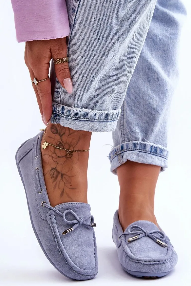 Damskie Zamszowe Mokasyny Niebieskie Si Passione