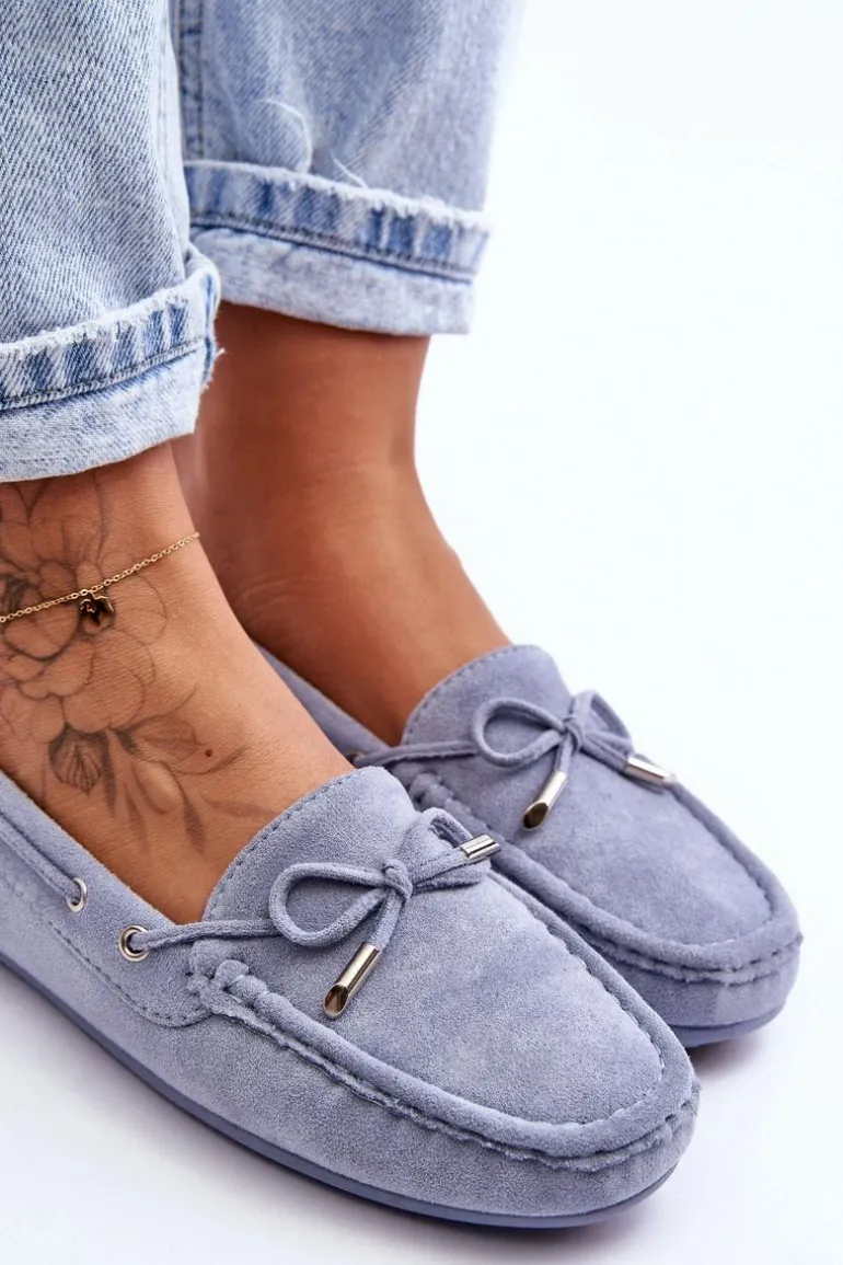 Damskie Zamszowe Mokasyny Niebieskie Si Passione