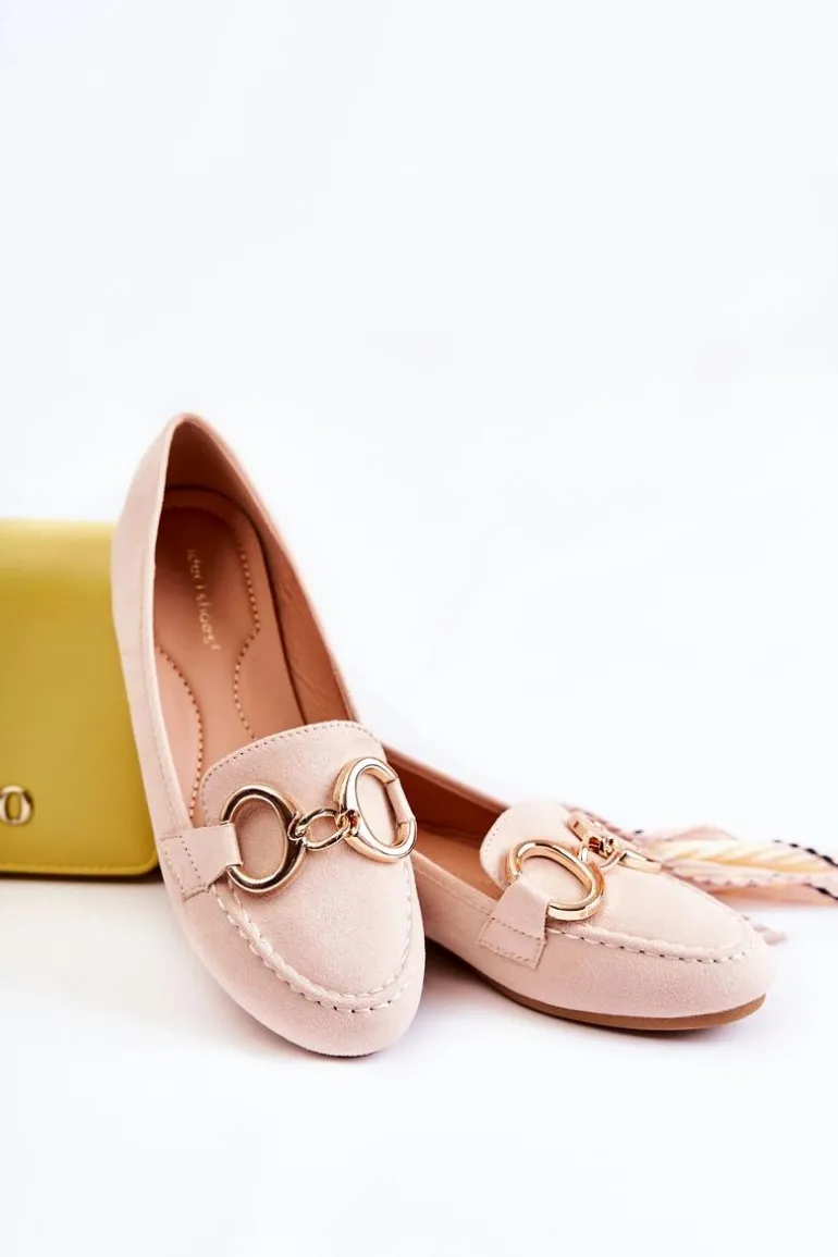 Damskie Zamszowe Mokasyny Z Ozdobą Beżowe Reality