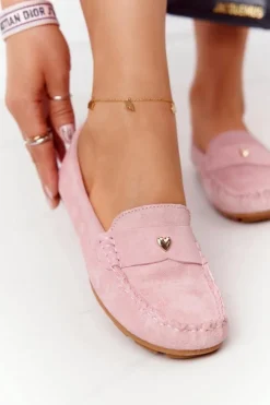 Damskie Zamszowe Mokasyny S.Barski Różowe