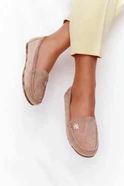 Damskie Zamszowe Mokasyny Jasny Brąz Madelyn