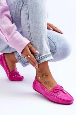 Damskie Zamszowe Mokasyny Różowe Si Passione