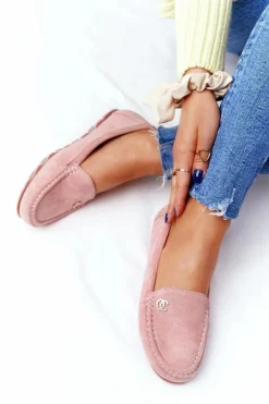 Damskie Zamszowe Mokasyny Różowe Madelyn