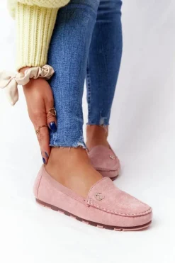 Damskie Zamszowe Mokasyny Różowe Madelyn
