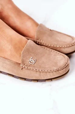 Damskie Zamszowe Mokasyny Jasny Brąz Madelyn