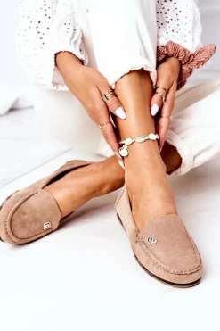 Damskie Zamszowe Mokasyny Jasny Brąz Madelyn