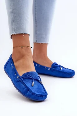 Damskie Zamszowe Mokasyny Niebieskie Si Passione