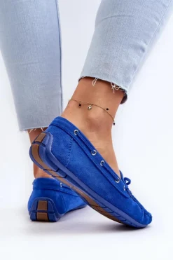 Damskie Zamszowe Mokasyny Niebieskie Si Passione