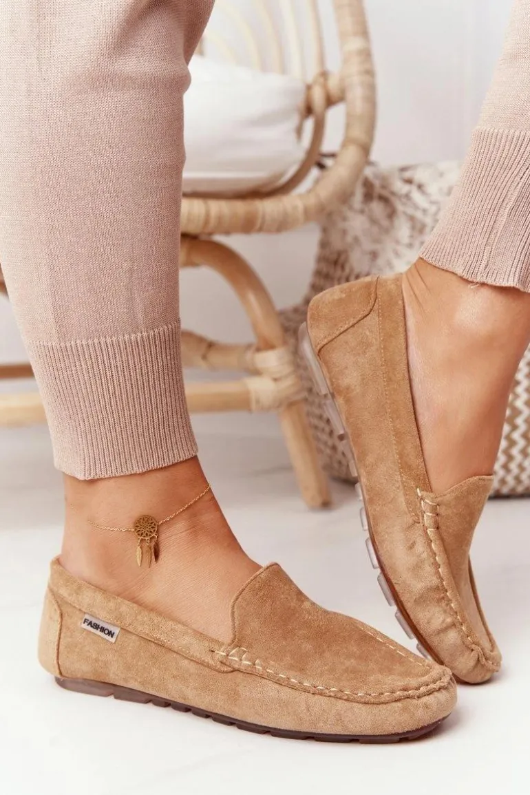 Damskie Zamszowe Mokasyny Beżowe San Marino