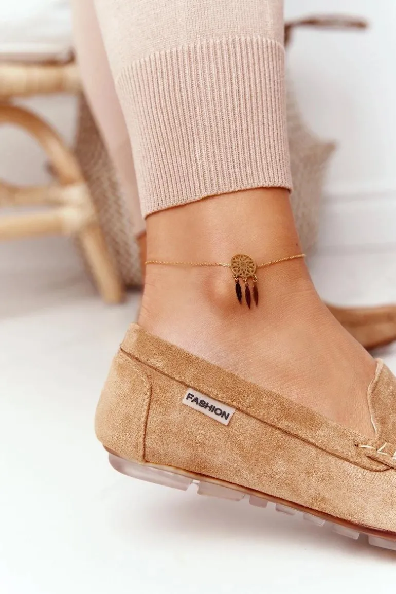 Damskie Zamszowe Mokasyny Beżowe San Marino