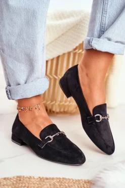 Damskie Zamszowe Mokasyny Sergio Leone MK733 Czarne