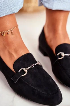 Damskie Zamszowe Mokasyny Sergio Leone MK733 Czarne