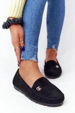 Damskie Zamszowe Mokasyny Czarne Madelyn