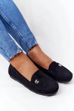 Damskie Zamszowe Mokasyny Czarne Madelyn