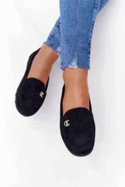 Damskie Zamszowe Mokasyny Czarne Madelyn