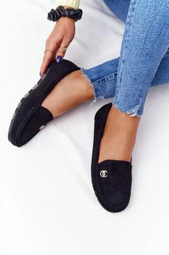 Damskie Zamszowe Mokasyny Czarne Madelyn