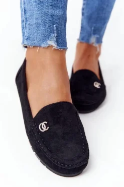 Damskie Zamszowe Mokasyny Czarne Madelyn