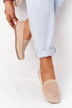 Damskie Zamszowe Mokasyny Beżowe Molly