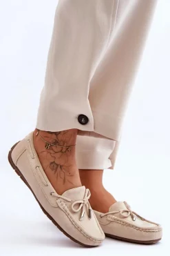 Damskie Zamszowe Mokasyny Beżowe Si Passione