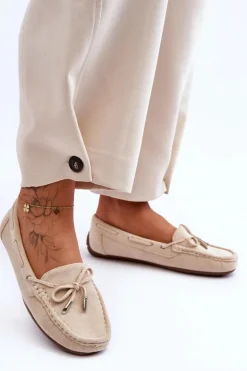 Damskie Zamszowe Mokasyny Beżowe Si Passione