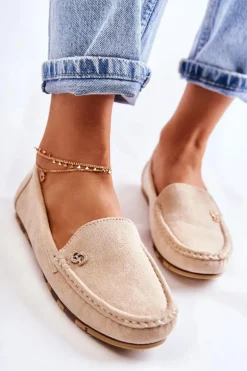 Damskie Zamszowe Mokasyny Beżowe Colena