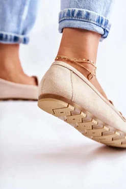 Damskie Zamszowe Mokasyny Beżowe Colena