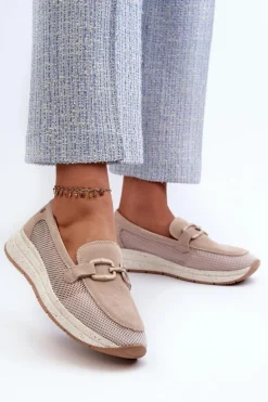 Damskie Zamszowe Mokasyny D&A TW210 Beżowe