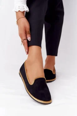 Damskie Zamszowe Mokasyny Lu Boo Czarne