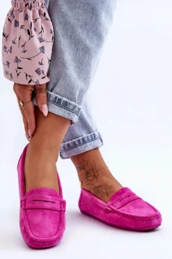 Damskie Zamszowe Mokasyny Różowe Lenvie