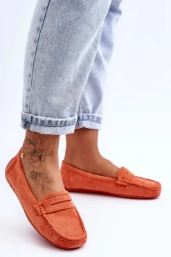Damskie Zamszowe Mokasyny Pomarańczowe Lenvie