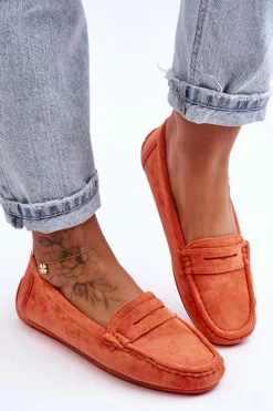 Damskie Zamszowe Mokasyny Pomarańczowe Lenvie