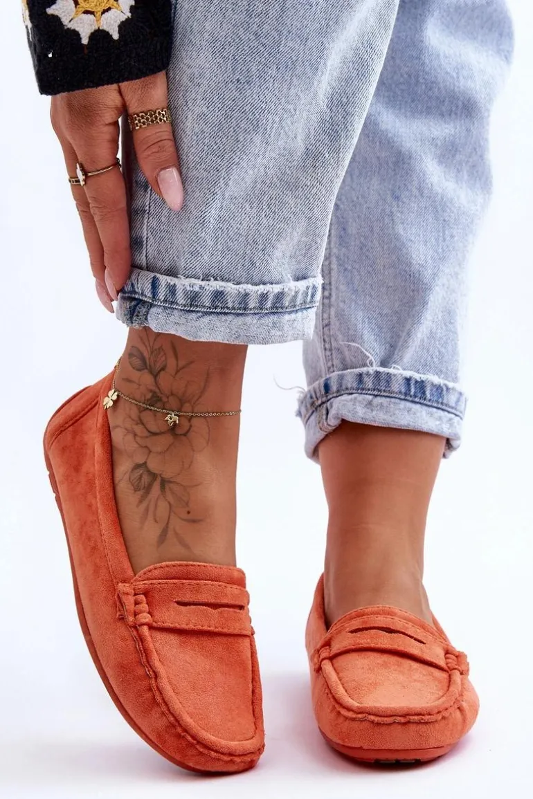 Damskie Zamszowe Mokasyny Pomarańczowe Lenvie