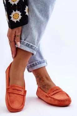 Damskie Zamszowe Mokasyny Pomarańczowe Lenvie