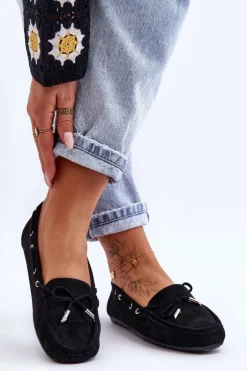 Damskie Zamszowe Mokasyny Czarne Si Passione