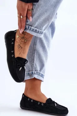 Damskie Zamszowe Mokasyny Czarne Si Passione