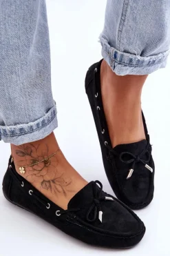 Damskie Zamszowe Mokasyny Czarne Si Passione