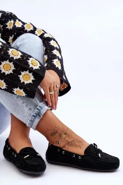 Damskie Zamszowe Mokasyny Czarne Si Passione