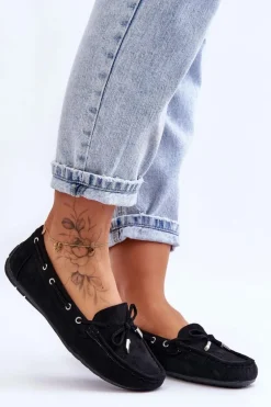 Damskie Zamszowe Mokasyny Czarne Si Passione